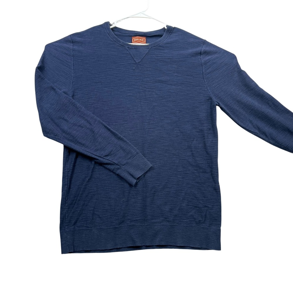 Red Ale Sweater Mens XL Navy Blue Slub Knit 100% Cotton Crew Neck Long Sleeve